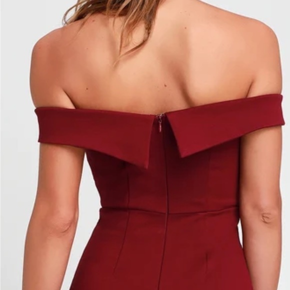 Lulu's Off-Shoulder Burgundy Mini Dress - Picture 2 of 13